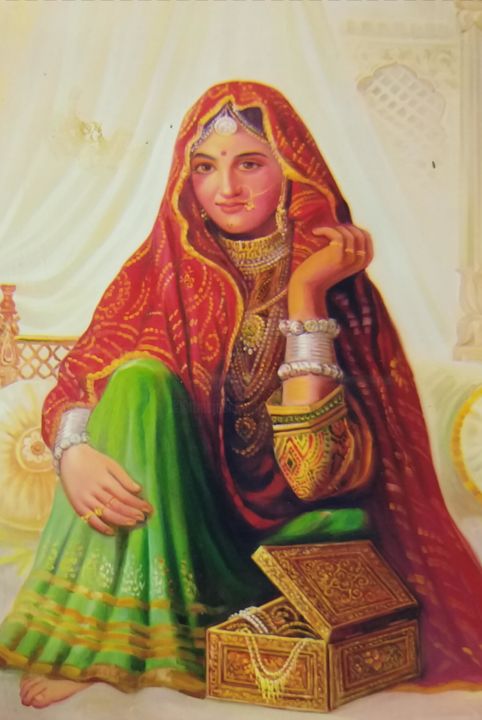 Pittura intitolato "Rajasthani Culture" da Vishal Gurjar, Opera d'arte originale, Acrilico