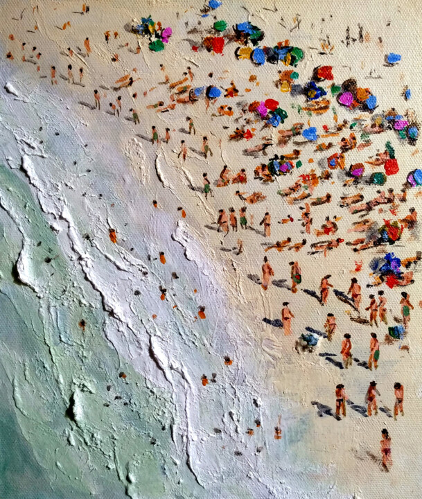 Painting titled "summer beach1" by Vishalandra Dakur, Original Artwork, Acrylic