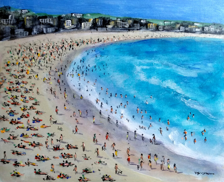 Malerei mit dem Titel "Beach7" von Vishalandra Dakur, Original-Kunstwerk, Acryl