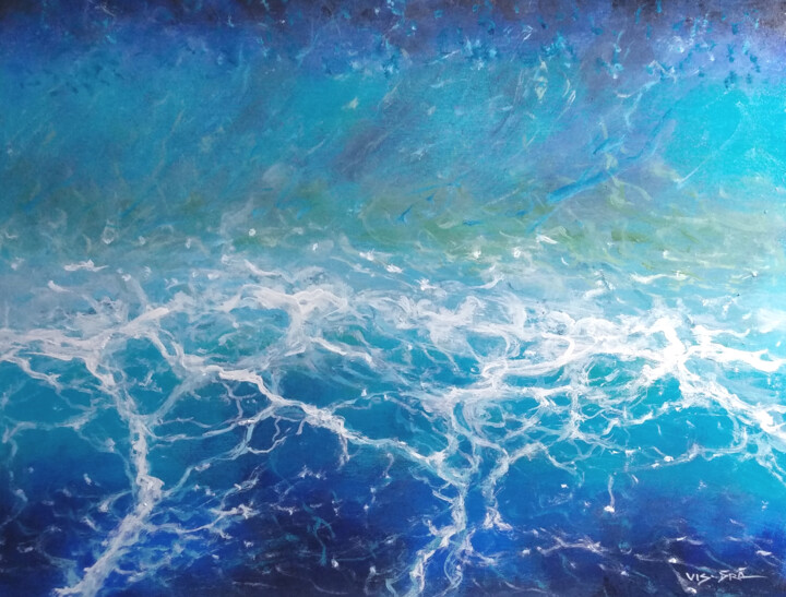 Painting titled "Ocean Waves" by Vishalandra Dakur, Original Artwork, Acrylic