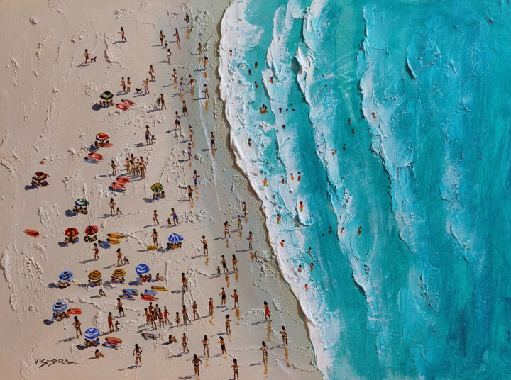 Painting titled "Beach16" by Vishalandra Dakur, Original Artwork, Oil