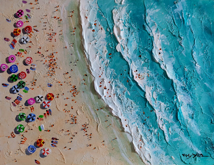Painting titled "Summer Beach18" by Vishalandra Dakur, Original Artwork, Oil