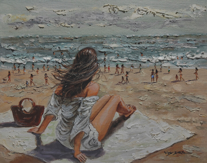 Картина под названием "Ocean breeze8" - Vishalandra Dakur, Подлинное произведение искусства, Масло