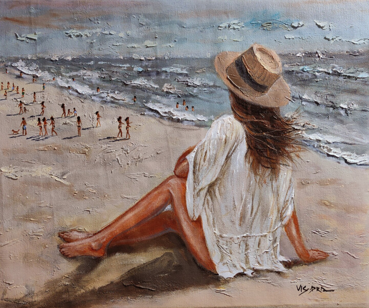 Картина под названием "Ocean breeze10" - Vishalandra Dakur, Подлинное произведение искусства, Масло