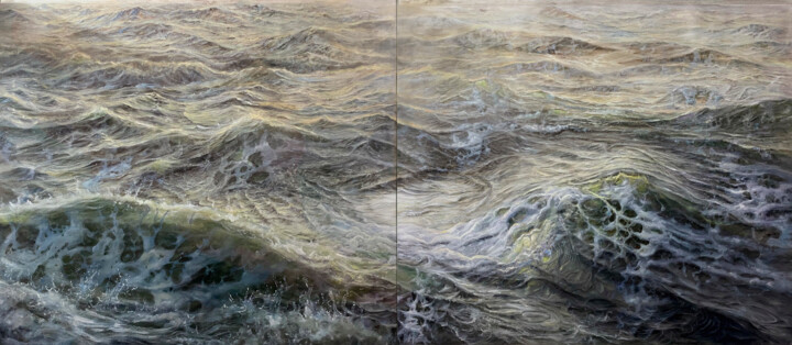 Картина под названием "Waves2" - Vishalandra Dakur, Подлинное произведение искусства, Масло