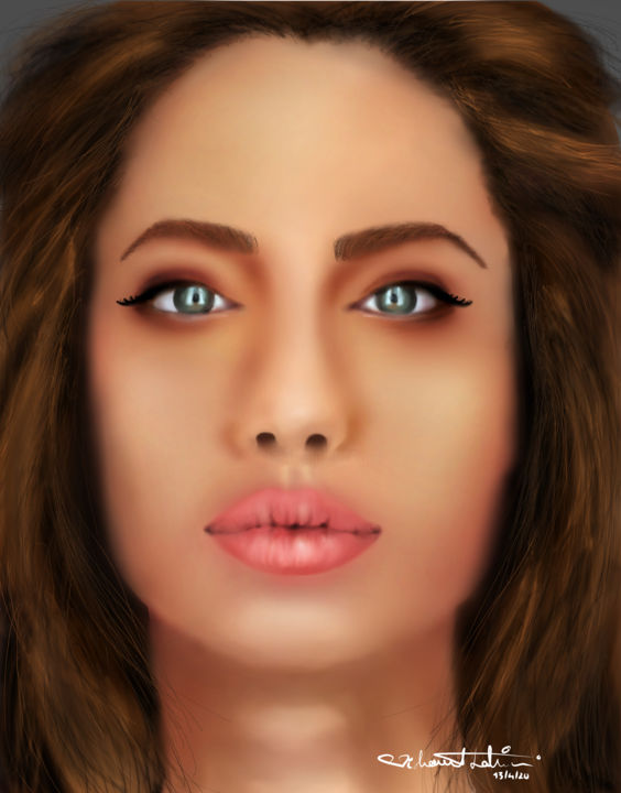 Digital Arts titled "Model portrait" by Vishant Lathia, Original Artwork, Digital Painting