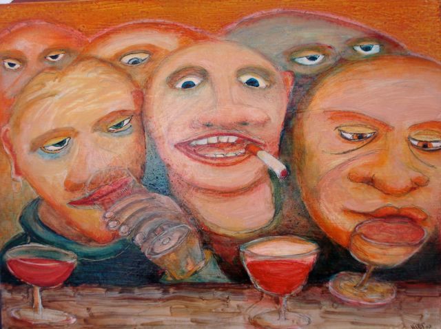 Peinture intitulée "Gueules de bar" par Gerrit Gerard Visser, Œuvre d'art originale