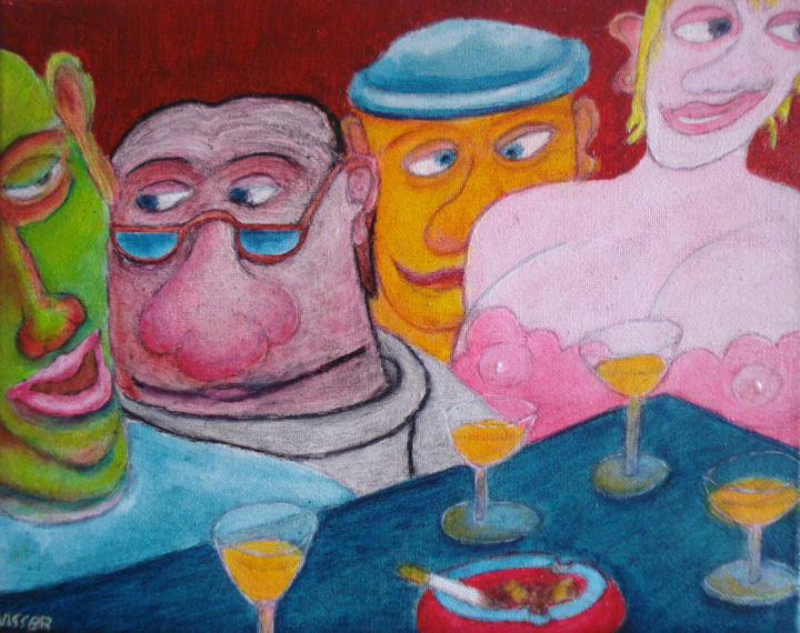 Painting titled "Rêve de Bar. 3" by Gerrit Gerard Visser, Original Artwork