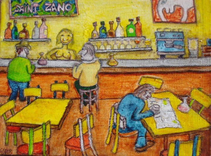 Painting titled "Le Saint Zano Bar" by Gerrit Gerard Visser, Original Artwork