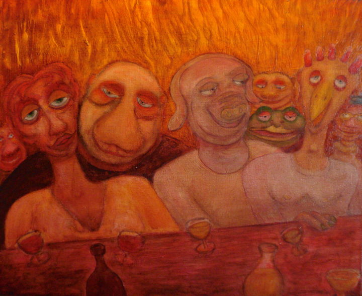 Painting titled "Bêtes de Bar" by Gerrit Gerard Visser, Original Artwork, Acrylic