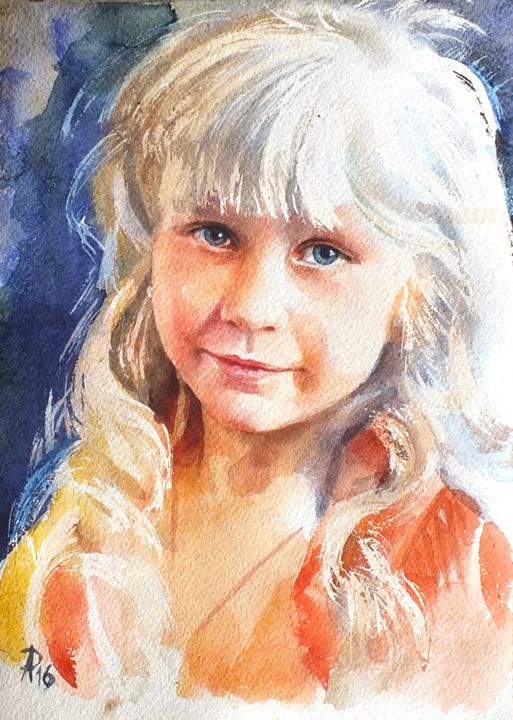 Painting titled ""Амина" Бумага, акв…" by Viktor Artamonov, Original Artwork, Watercolor