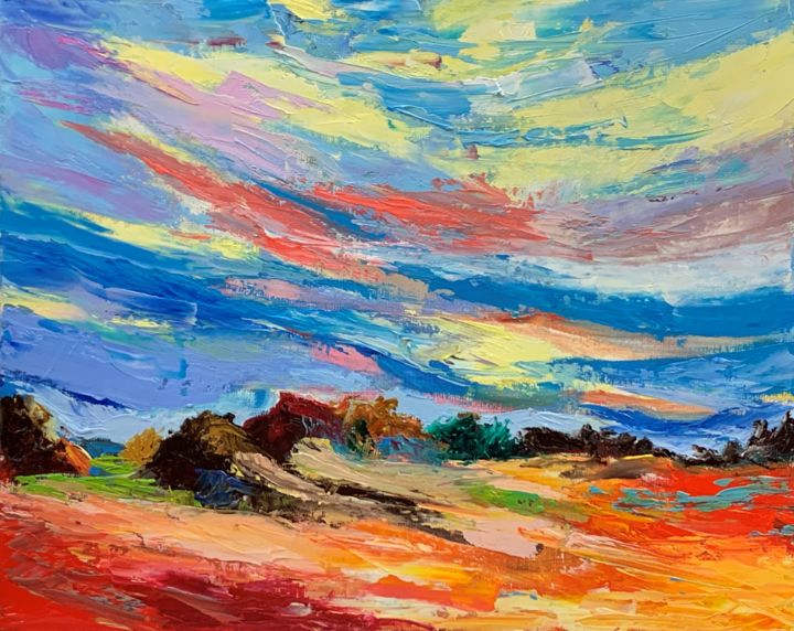 Abstract Landscape Original Oil Painting, Painting by Vita Schagen