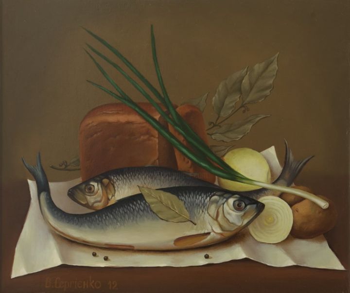Peinture intitulée "Селедка   (Herring )" par Vita Sergienko, Œuvre d'art originale