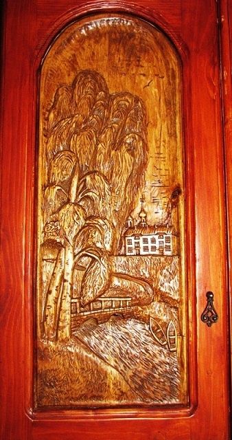 Sculpture titled "пано-дверь" by Vitalii Parfenov, Original Artwork, Wood
