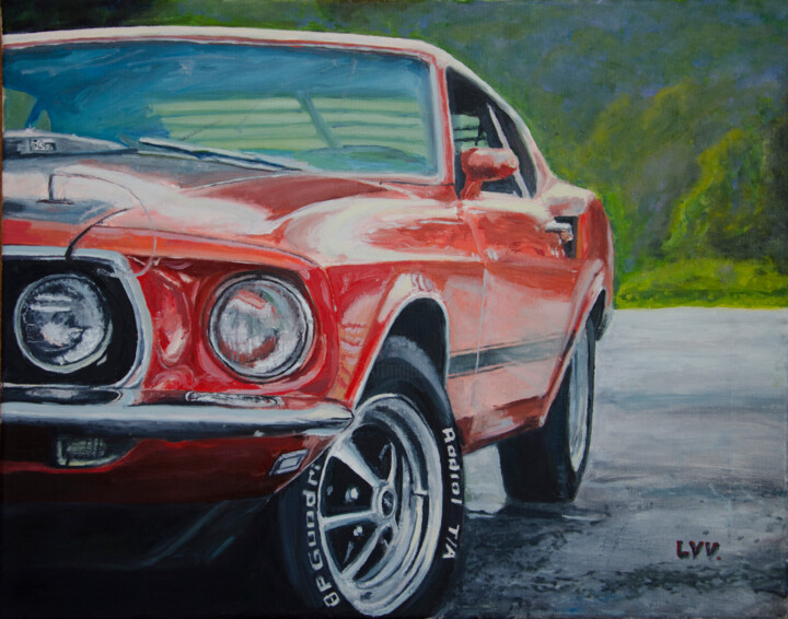 Peinture intitulée "Ford Mustang 1969" par Vitalii Leer, Œuvre d'art originale, Huile