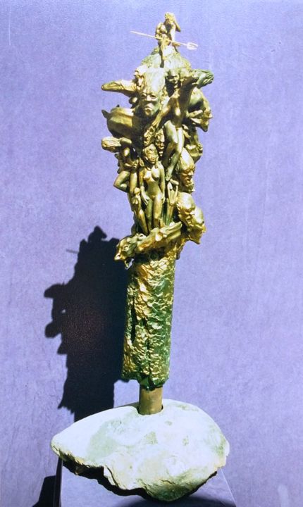 Sculpture titled "LA DIVINE TROMPERIE" by Vitalino Sculpteur, Original Artwork, Metals