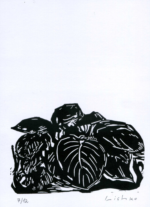 Отпечатки и Гравюры под названием "Flowers 21*15 cm /…" - Vitaliy Lishko, Подлинное произведение искусства, Линогравюры