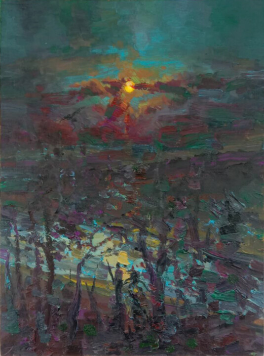 Malerei mit dem Titel "Moon Magic" von Vitaliy Ustimenko, Original-Kunstwerk, Öl