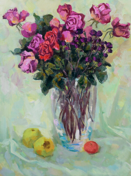 Pittura intitolato "Roses" da Vitaly Amelin, Opera d'arte originale, Olio