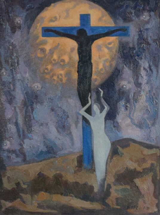 Pittura intitolato "Crucifixion" da Vitaly Amelin, Opera d'arte originale, Olio