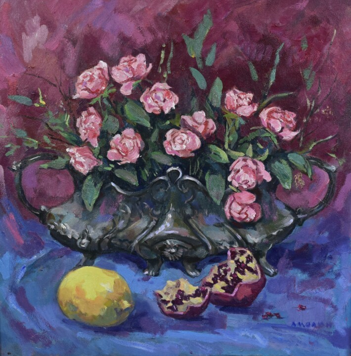Pittura intitolato "Lemon, pomegranate…" da Vitaly Amelin, Opera d'arte originale, Olio