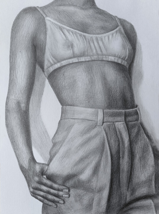 Dessin intitulée "female figure light…" par Vitaly.Arts, Œuvre d'art originale, Crayon
