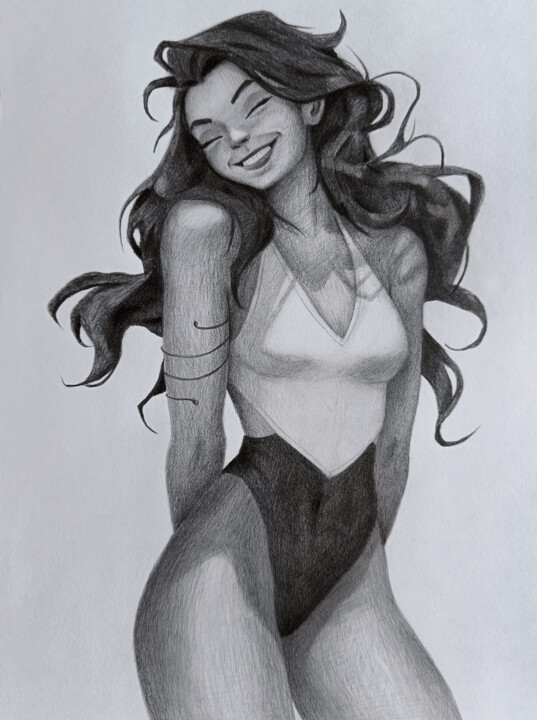 Drawing titled "the pretty girl had…" by Vitaly.Arts, Original Artwork, Pencil