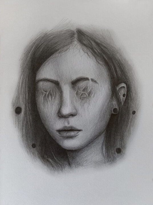 Dessin intitulée "gloomy portrait" par Vitaly.Arts, Œuvre d'art originale, Crayon
