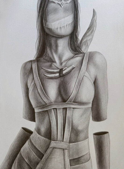 Disegno intitolato "faceless horror girl" da Vitaly.Arts, Opera d'arte originale, Grafite