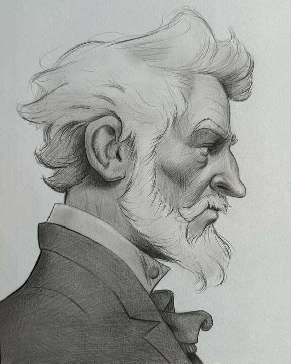 Dessin intitulée "Sketch beard man" par Vitaly.Arts, Œuvre d'art originale, Crayon