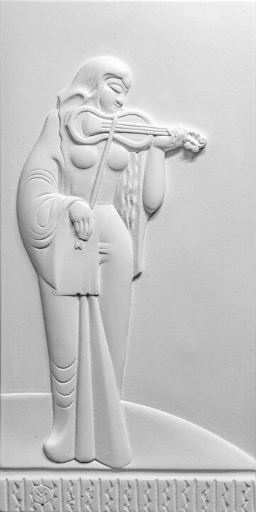 Sculpture titled ""Violin Player." af…" by Vitaly Moiseev, Original Artwork, Plaster