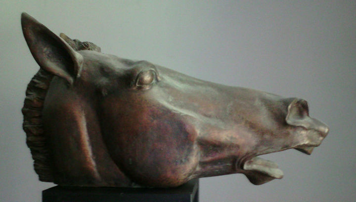 Sculpture titled "голова лошади" by Vitalii Marin, Original Artwork, Metals