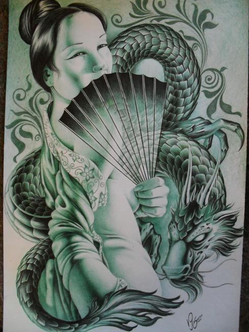 Pintura intitulada "Geisha II" por Vhsantos Vitin, Obras de arte originais