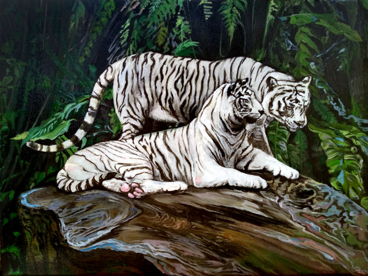 Painting titled "Nobility" by Viola Larkina, Original Artwork, Oil Mounted on Wood Stretcher frame