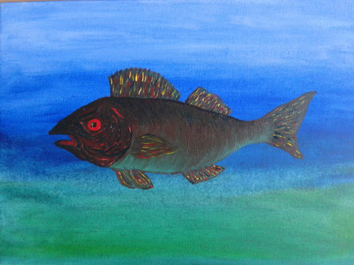 Painting titled "рыба Ули" by Vitalii Musatov, Original Artwork, Oil