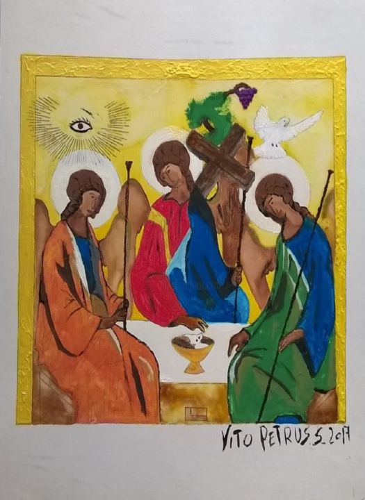 Gravures & estampes intitulée "Holy-Trinity" par Vito Petrus Saracino, Œuvre d'art originale