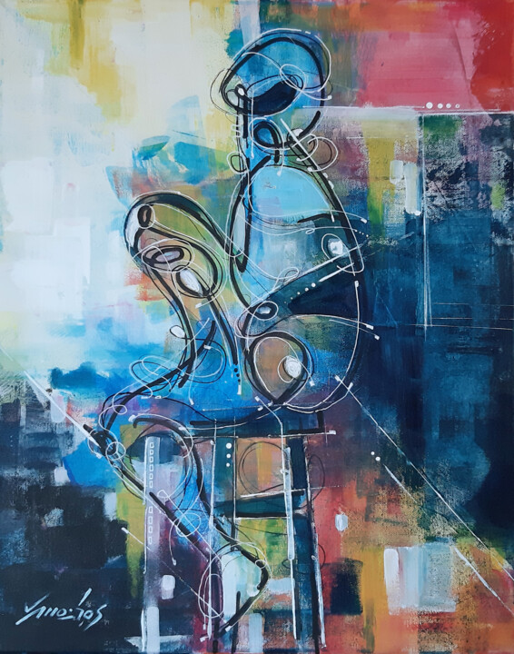 Painting titled "Pose 04" by Vitor Moinhos, Original Artwork, Acrylic