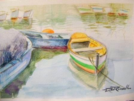 Pintura titulada "Barcos" por Vitor Ramalho, Obra de arte original