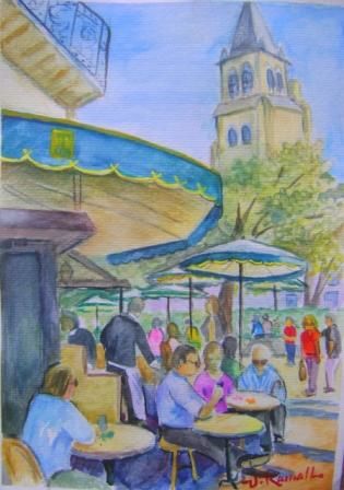 Painting titled "Café em paris" by Vitor Ramalho, Original Artwork