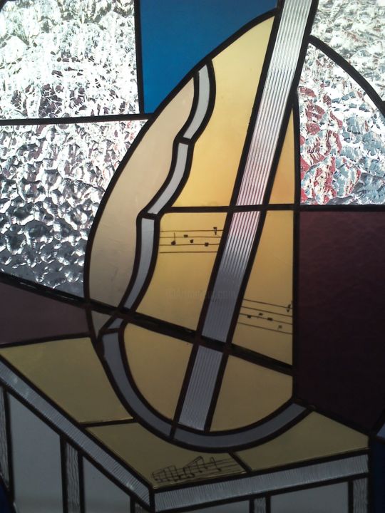 Painting titled "Vitrail, notes et m…" by Lucien Aydin, Original Artwork, Stained glass painting