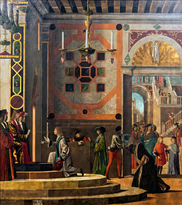 Painting titled "Départ des ambassad…" by Vittore Carpaccio, Original Artwork, Oil