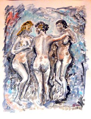 Painting titled "Les trois Grâces (c…" by Victor Valente, Original Artwork