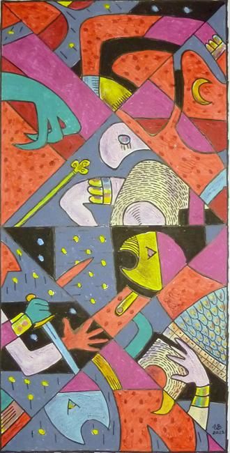 Painting titled "La Guerre, puzzle I…" by Victor Valente, Original Artwork, Acrylic