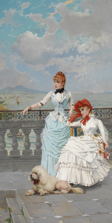 Malarstwo zatytułowany „Beautés napolitaine…” autorstwa Vittorio Matteo Corcos, Oryginalna praca, Olej