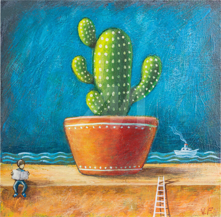 Painting titled "CACTUS" by Vittorio Franco, Original Artwork, Acrylic