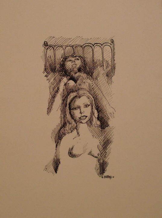 Disegno intitolato "Sogno, 1977" da Vittorio Paradisi, Opera d'arte originale