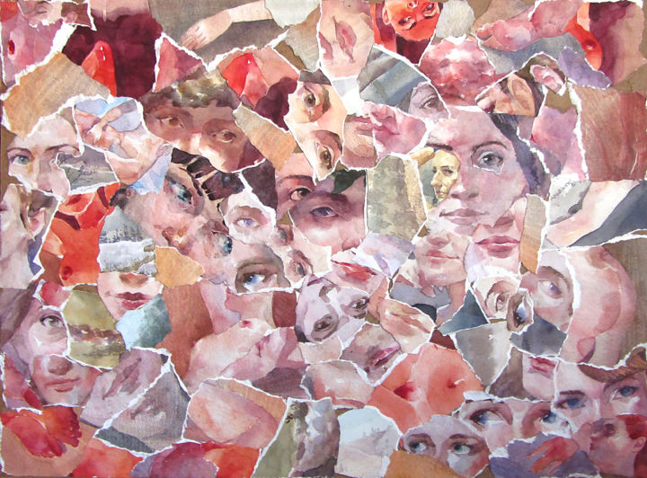 Collages titulada "Attencion Pattern" por Vitya Zakharchenko, Obra de arte original, Recortes