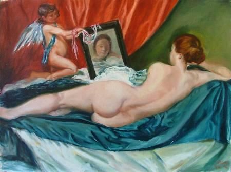 Malerei mit dem Titel "Nude" von Viv King, Original-Kunstwerk, Öl
