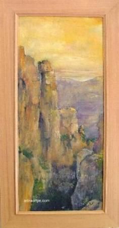 Malerei mit dem Titel "Karoo landscape" von Viv King, Original-Kunstwerk, Öl