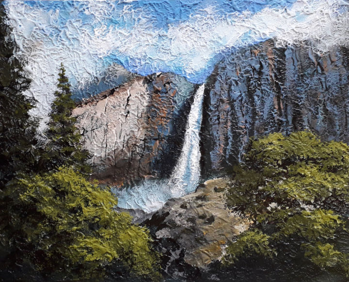 Painting titled "Waterfall | Acrylic…" by Alex Ziev, Original Artwork, Acrylic